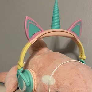 Kids Unicorn Headphones - Pink yellow and Teal